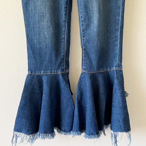 Articles of Society Suzie Lucia Bohemian Step Crop Flare Blue Denim Jeans - Picture 5 of 16